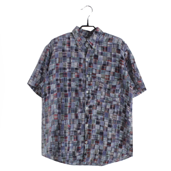[BEAMS]   코튼 체크 반팔 셔츠( MADE IN JAPAN )[SIZE : MEN M]