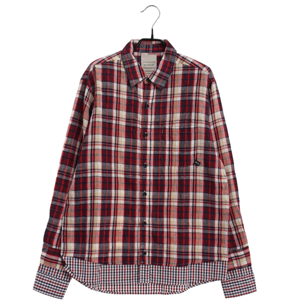 [SR&#039;ES]   린넨 100% 체크 패턴 셔츠( MADE IN JAPAN )[SIZE : MEN L]